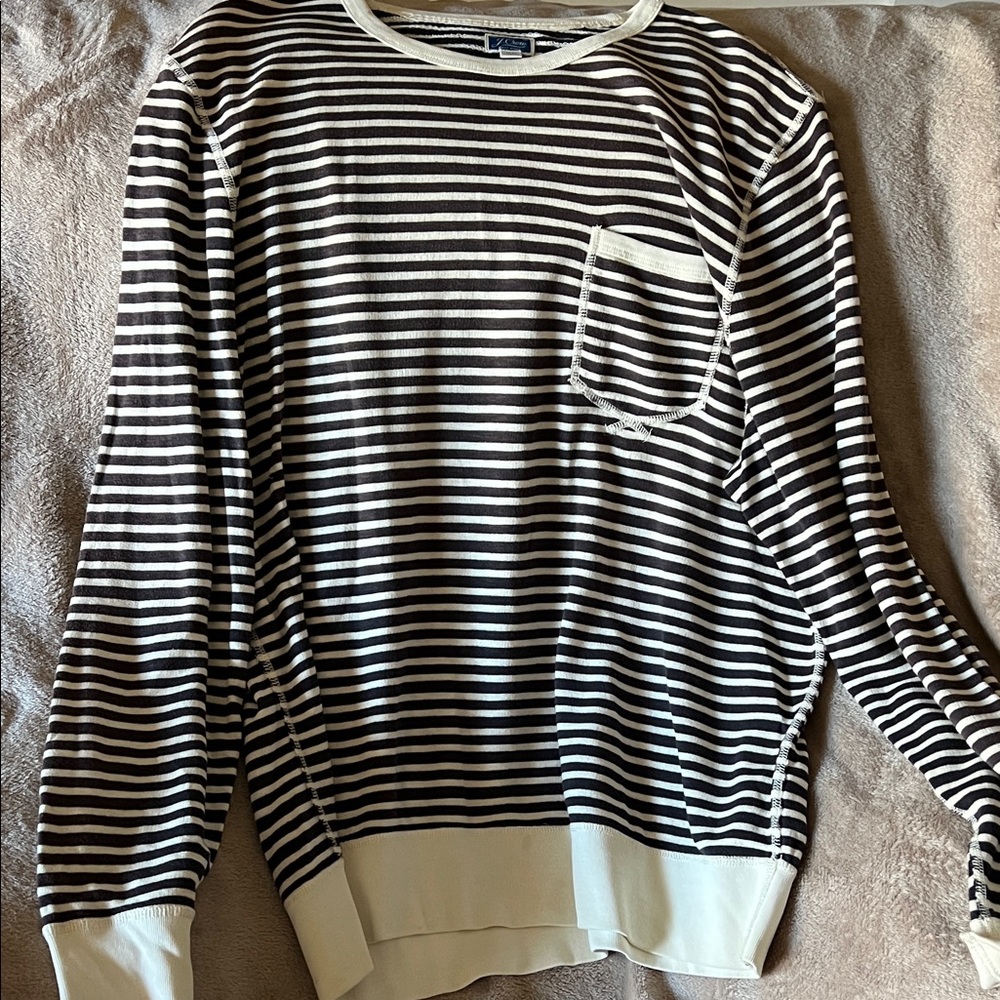 JCrew Black/brown and Cream Striped Men's Sweater, size XL, pre-owned